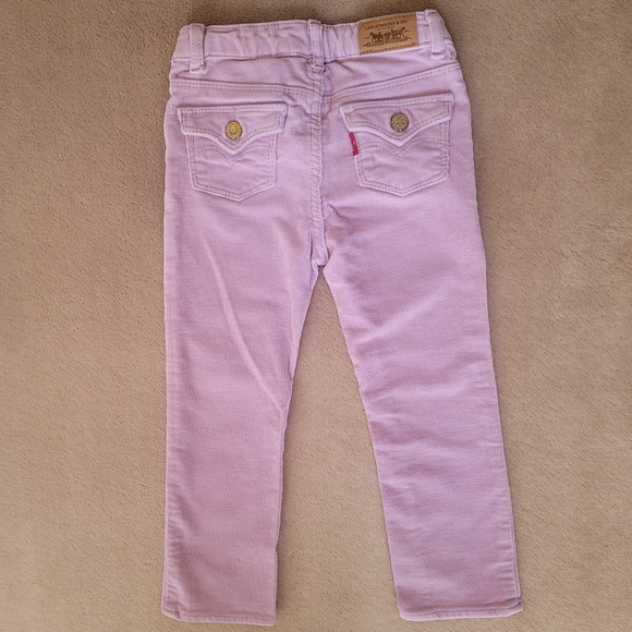 Levi's Girl Purple Pink Courduroy Slim Straight Fit Pants Size 3T - Picture 3 of 5